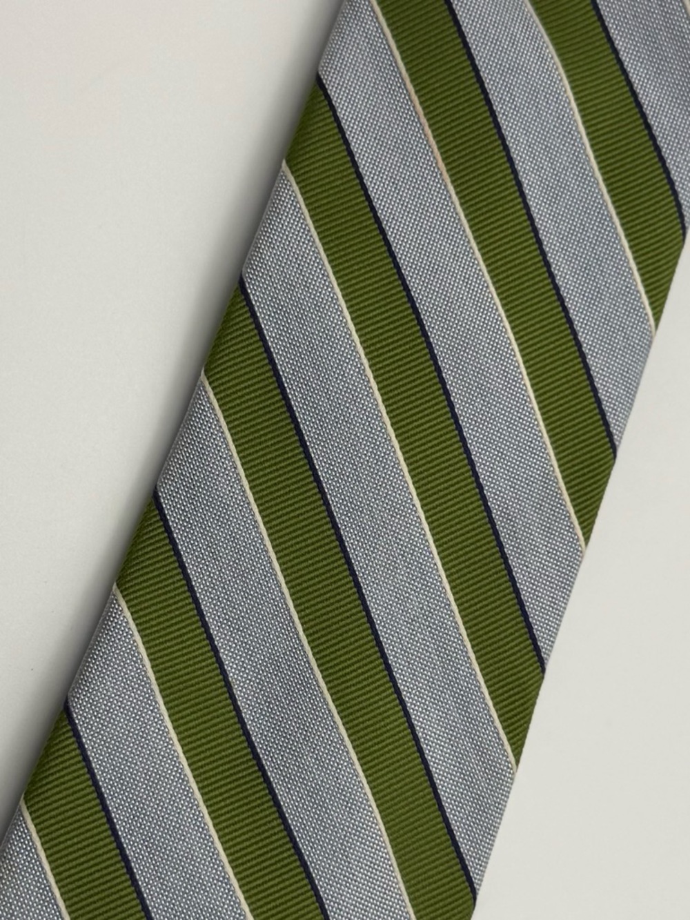 Classic Men's Light Blue and Green Tommy Hilfiger Striped Tie